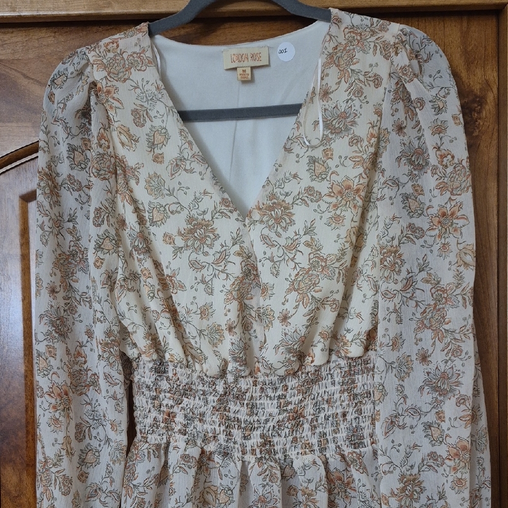 London Rose Floral Long Sleeve Dress